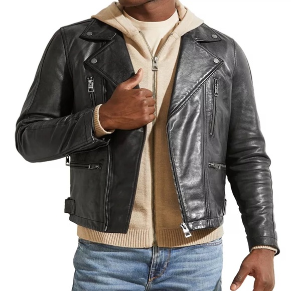 Guess Leather biker Jacket Men’s Size M - Picture 1 of 3